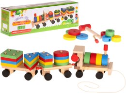 Drewniana układanka zręcznościowa - pociąg + wagony (30 cm)
