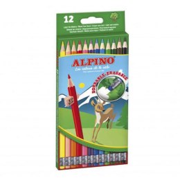 Kredki ołówkowe z gumką ALPINO - 12 kolorów