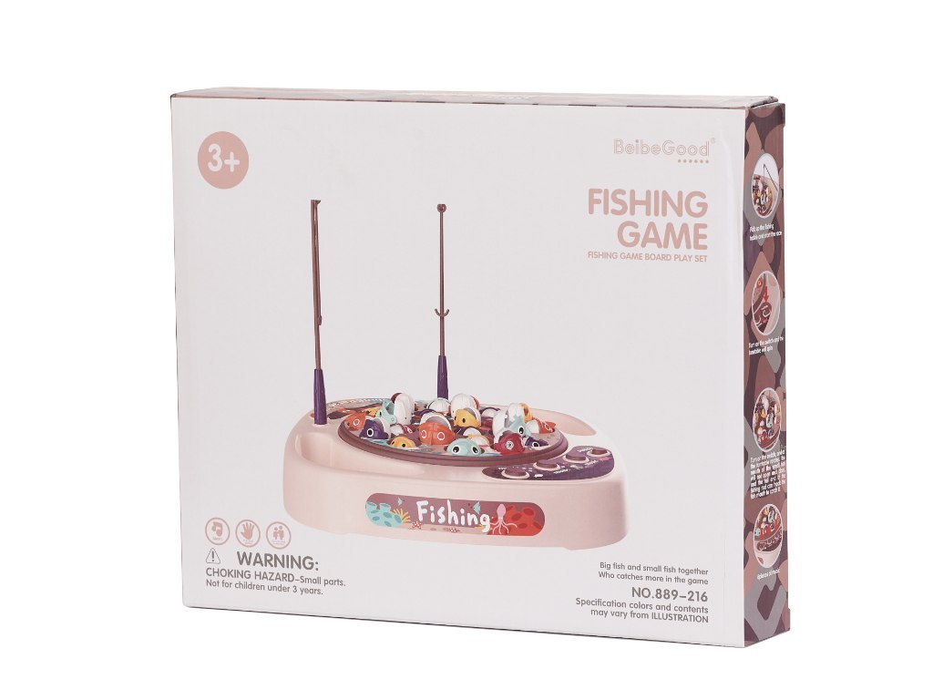 Rodzinna gra zręcznościowa - łowienie rybek + akcesoria - różowa