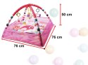 Mata edukacyjna dla niemowląt - kojec z piłeczkami (różowa)