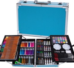 Zestaw plastyczny do malowania w walizce - 145 elementów (niebieski)