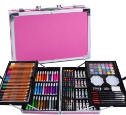Zestaw plastyczny do malowania w walizce - 145 elementów (różowy)