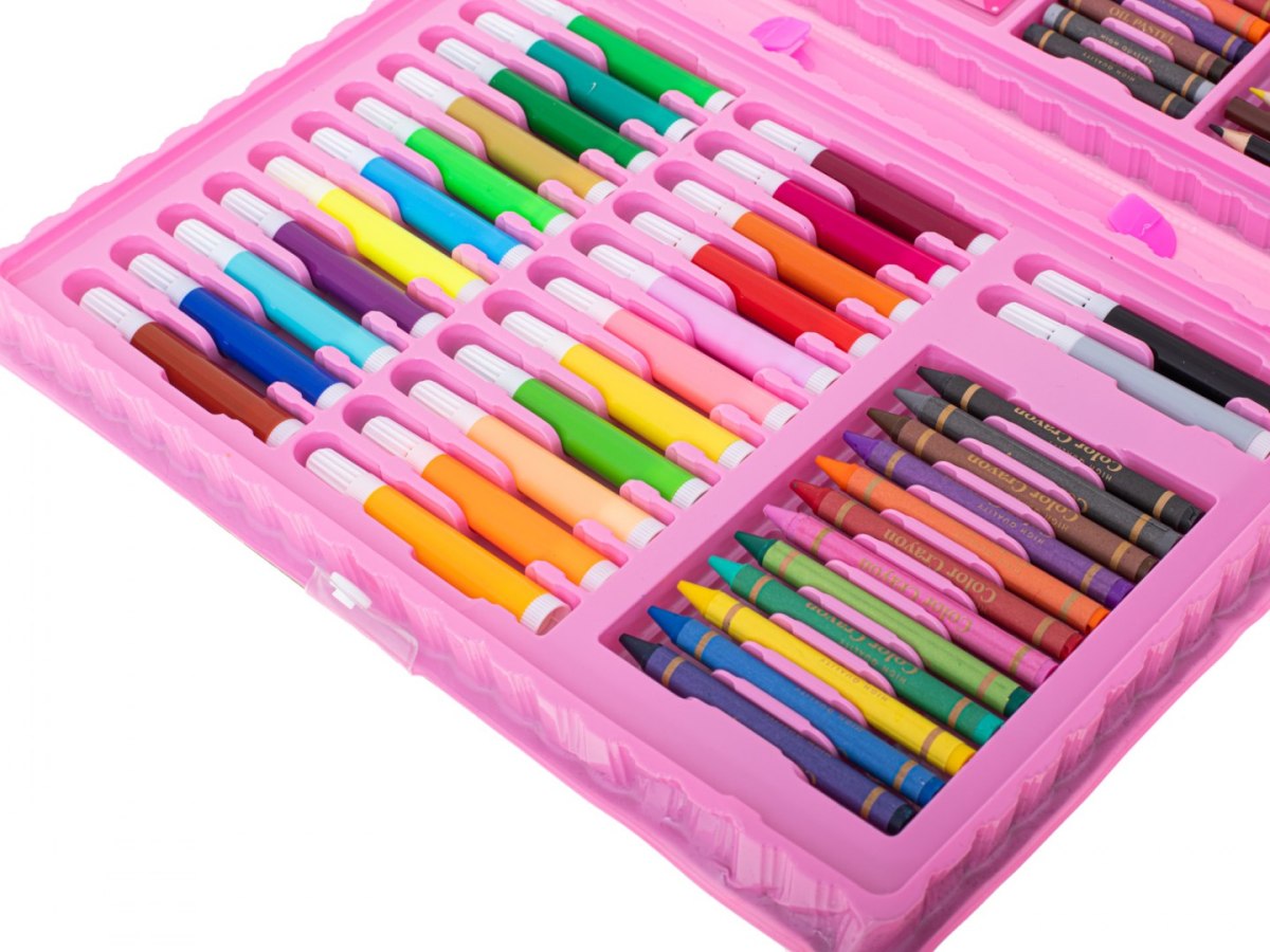 Zestaw plastyczny do malowania w walizce - 86 elementów (różowy)