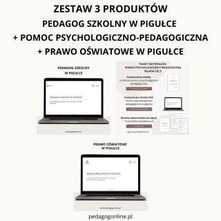 Zestaw 3 produktów - Pedagog szkolny w pigułce + Pomoc psychoglogiczno-pedagogiczna + Prawo oświatowe w pigułce