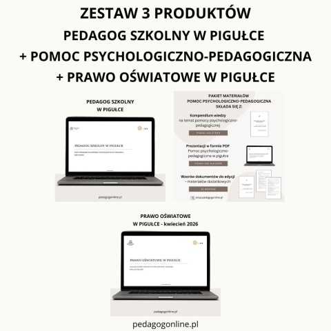 Zestaw 3 produktów - Pedagog szkolny w pigułce + Pomoc psychoglogiczno-pedagogiczna + Prawo oświatowe w pigułce